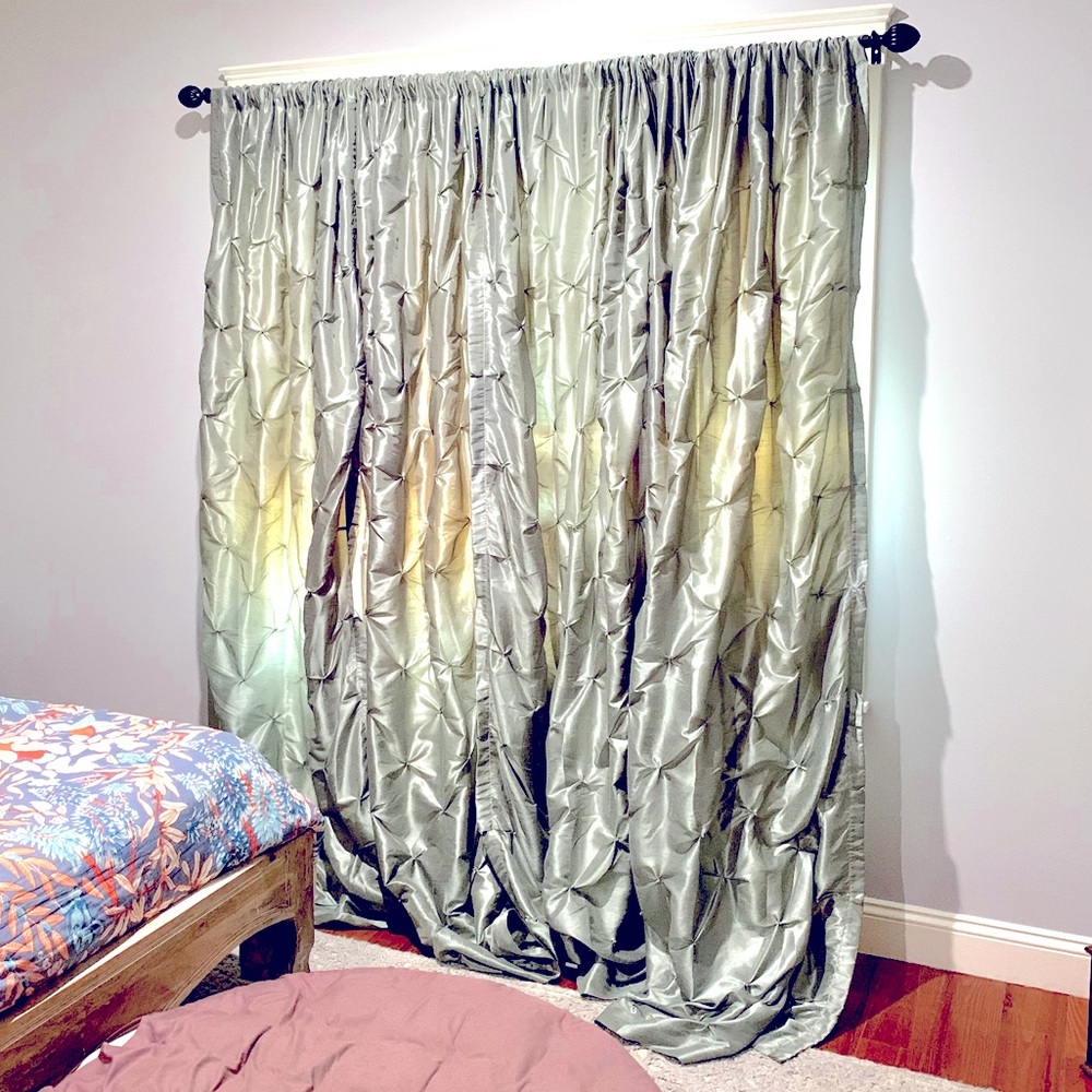 6 Nicole Miller Textured Silky Blush Room Darkening Curtain Panels